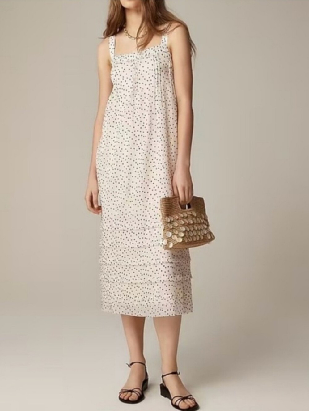 J.Crew Pintuck Midi Dress in Velvet Dot Size Small